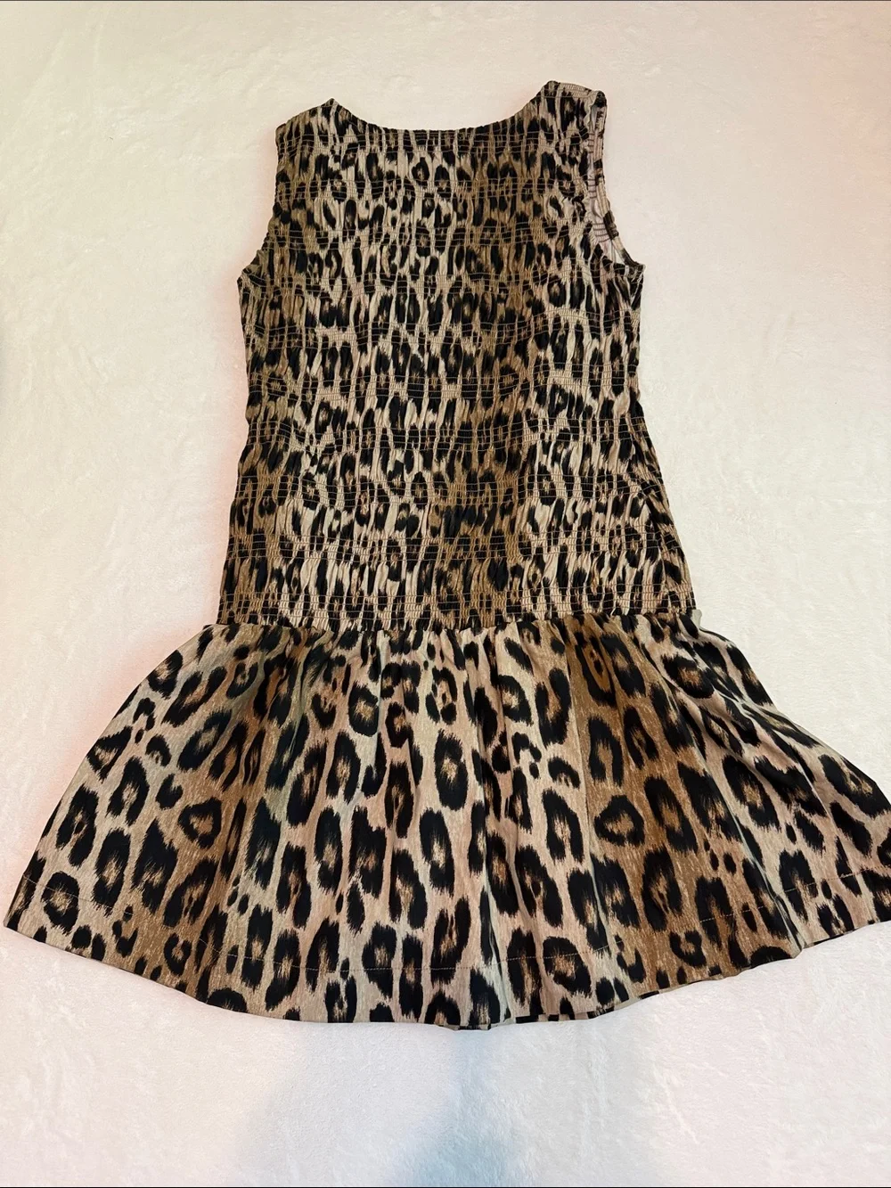 GB girls Leopard-Pattern Smocked Dress - Black & Brown